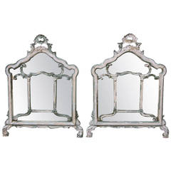 Pair of Italian Carved Painted Mirrors Pair of Italian Carved Painted Mirrors