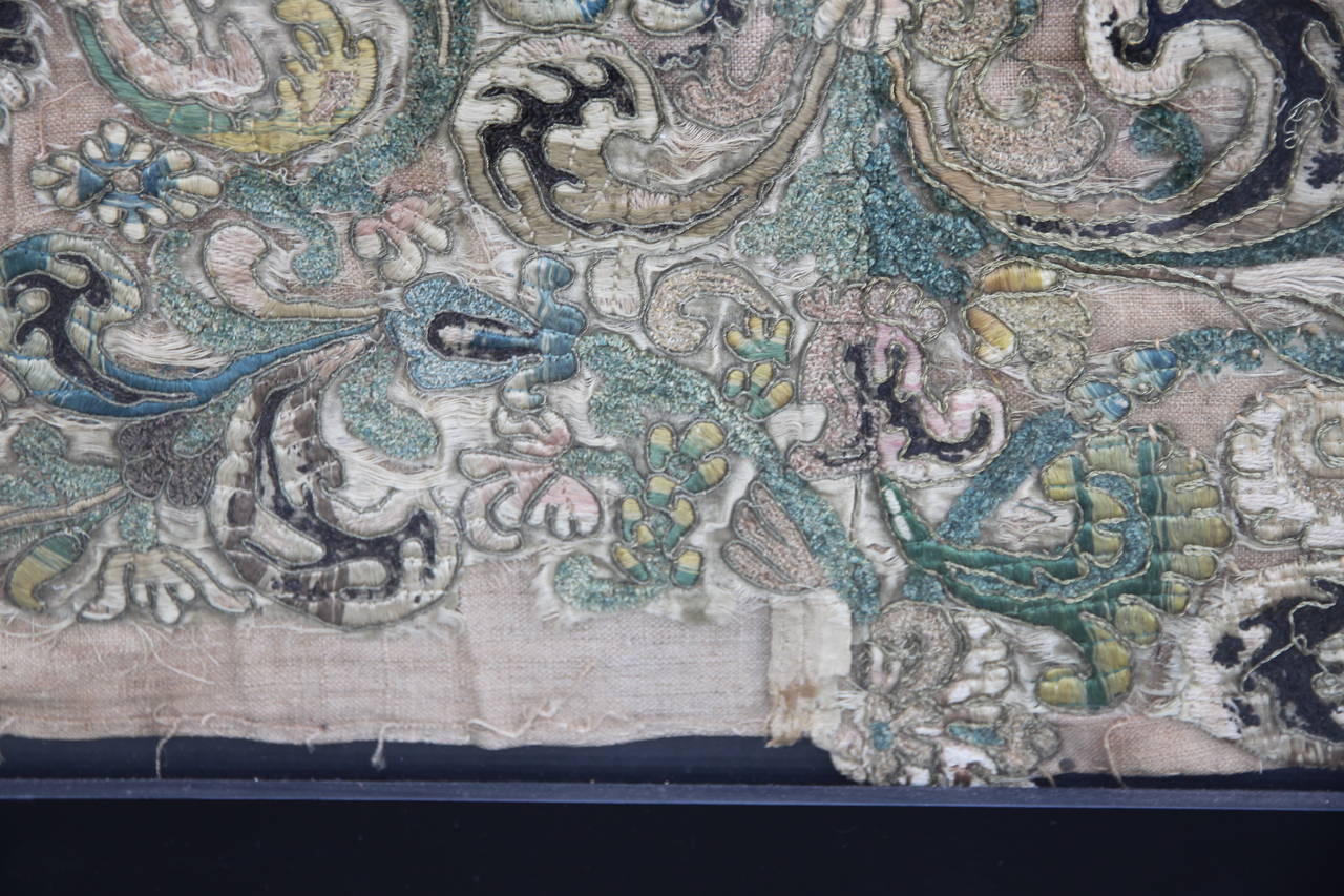 18th Century Framed Italian Embroidered Textile 1
