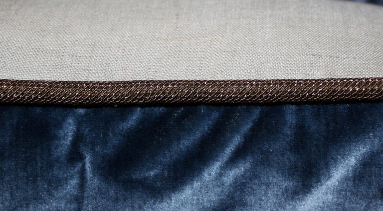19th Century Pair of Metallic Appliqued Velvet Pillows
