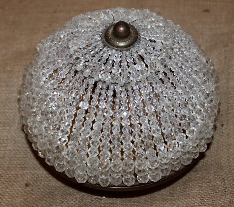 Crystal French Beaded Ceiling Fixture C. 1930's