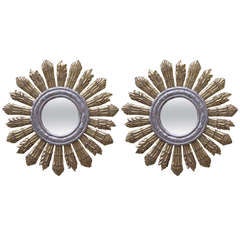 Pair of Gold & Silver Gilt Sunburst Mirrors