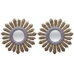 Pair of Gold & Silver Gilt Sunburst Mirrors