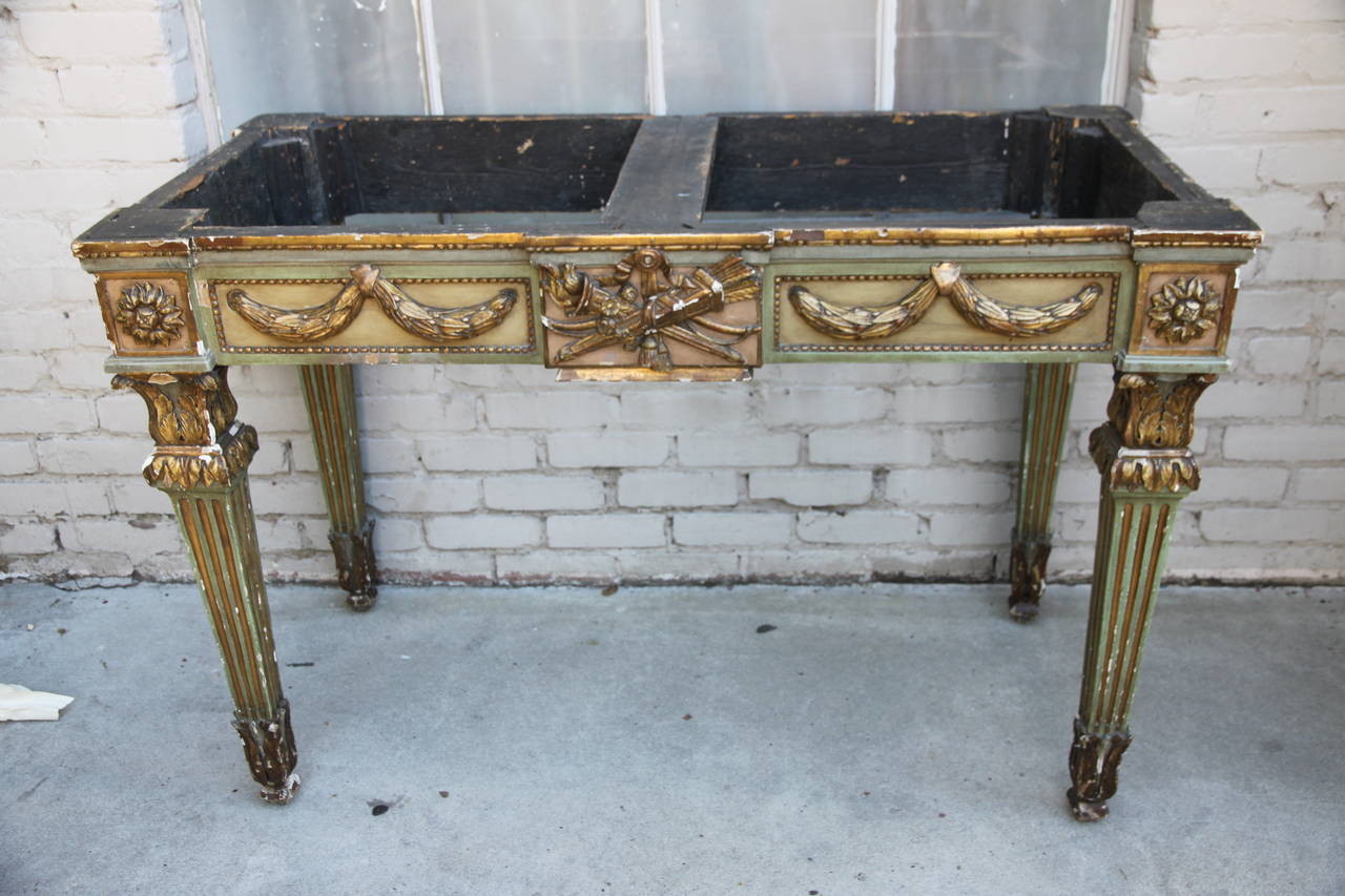19th Century Louis XVI Style Painted and Parcel-Gilt Console 5