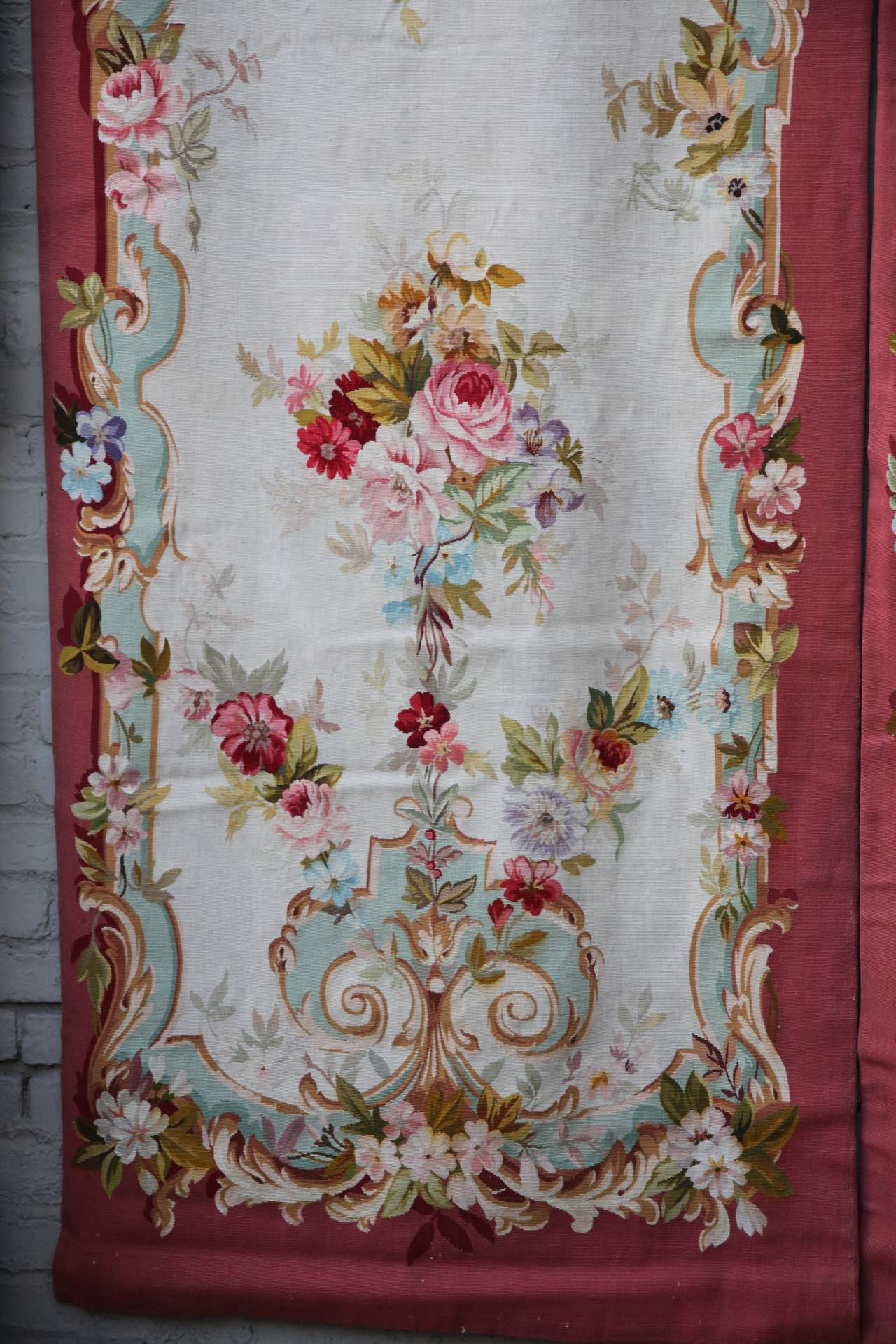 French Pair of 19th Century Floral Aubusson Panels