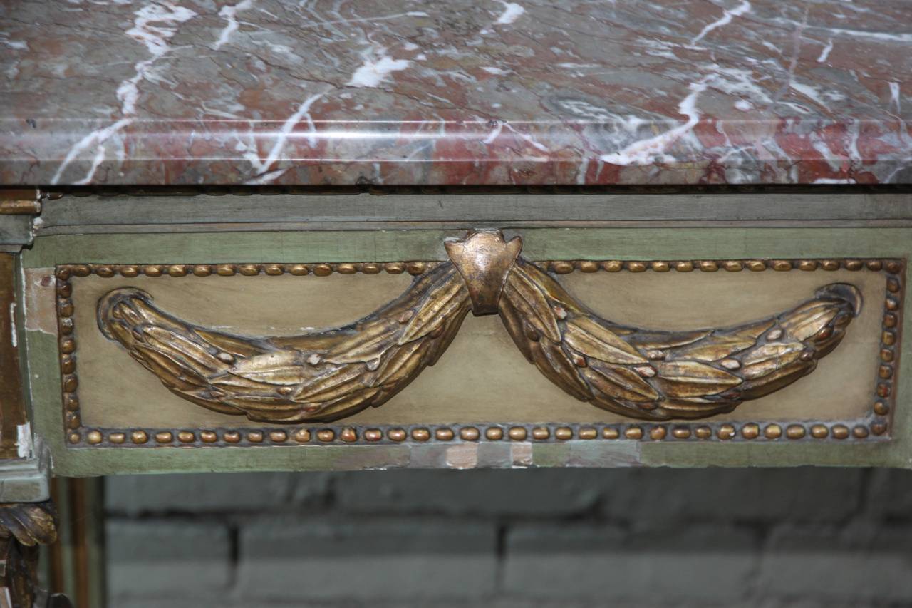 Breccia Marble 19th Century Louis XVI Style Painted and Parcel-Gilt Console