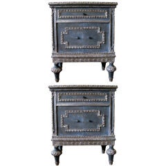 Pair of Parcel Silver Gilt Wood French Bombay Cabinets