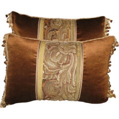 Antique Pair of 18th Century Brussels Tapestry Pillows