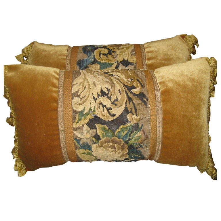 18th Century Tapestry Pillows with Tassel Fringe at 1stdibs