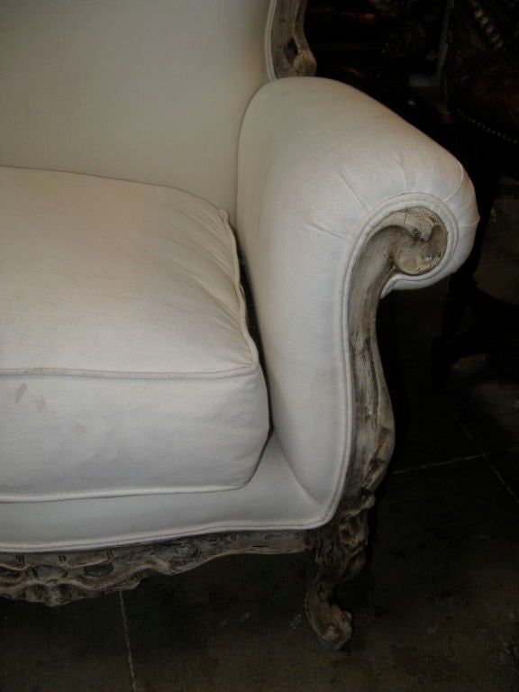 French Carved Painted Upholstered Sofa, circa 1900's 1