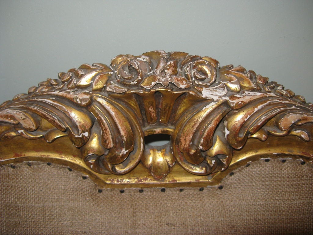 French Gilt Wood Carved Sofa circa 1900's