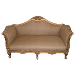 French Gilt Wood Carved Sofa circa 1900's