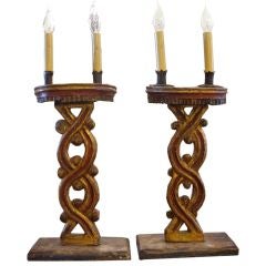 Pair of 19th Century Italian Carved Lamps