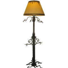 Spanish Wrought Iron Standing Lamps with Custom Shade