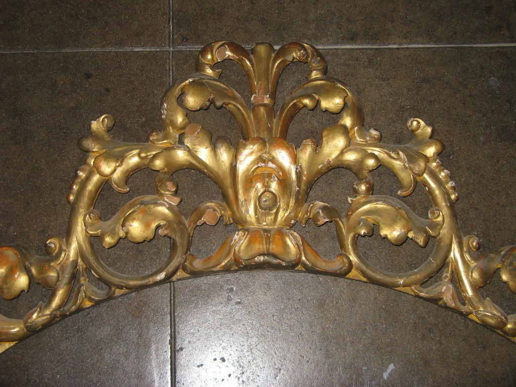 19th century carved gold gilt wood arched fragment.  This piece would look beautiful over a door, window, or bed treatment.