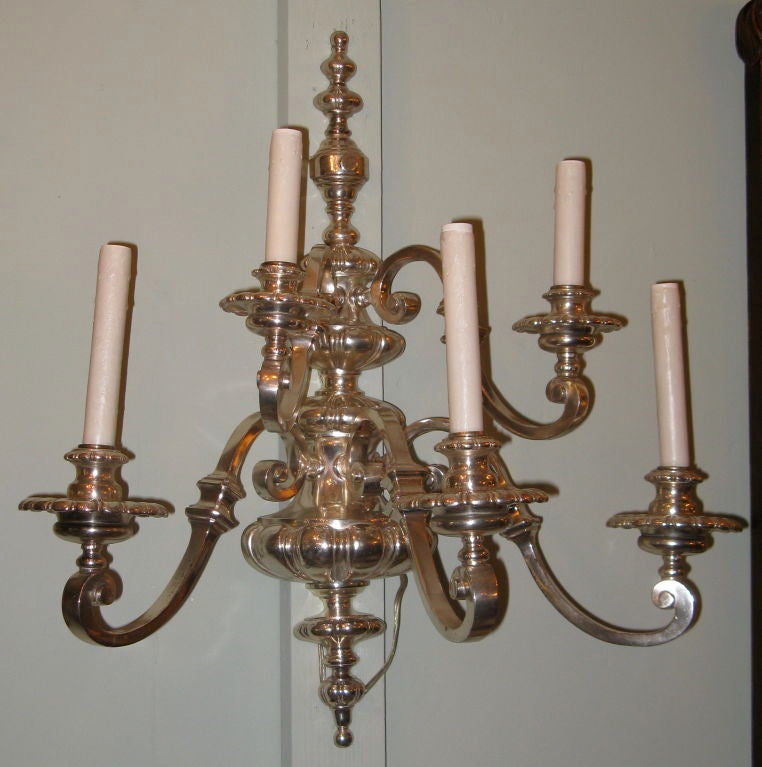 Pair of Silver Italian 5-light Sconces circa 1930 s at 1stdibs