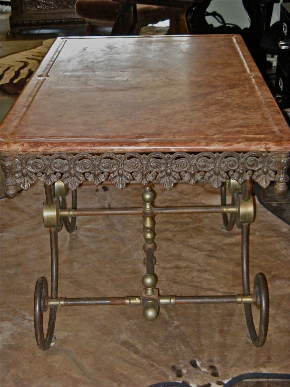20th Century French Pastry Table with Marble Top
