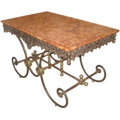 Antique French Pastry Table with Marble Top