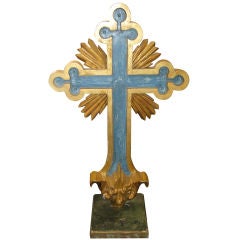 Italian Painted & Parcel Gilt Crucifix