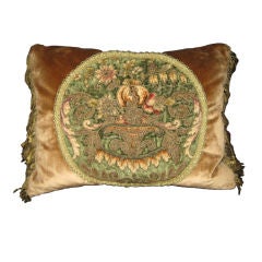 19th Century French Embroidered Textile Accent Pillow