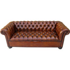 English Chesterfield Leather Tufted Sofa circa 1930
