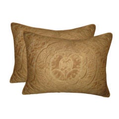 Retro Pair of Bronze & Gold Fortuny Pillows C. 1960's