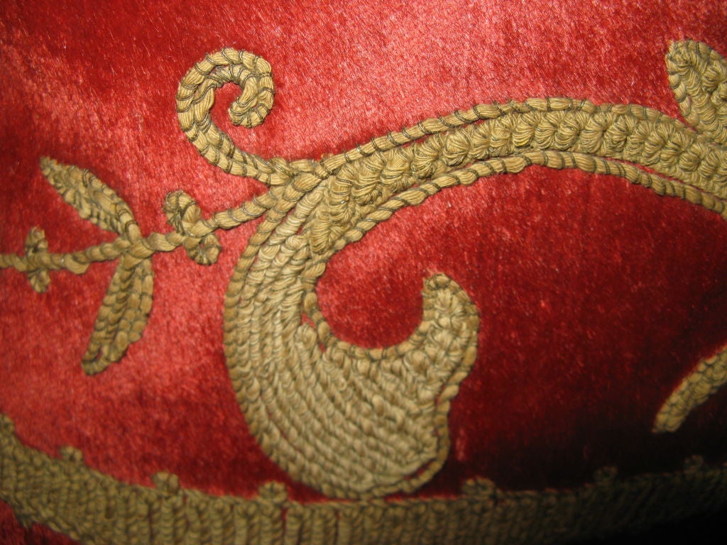  19th Century Embroidered Lion Velvet Pillow 2