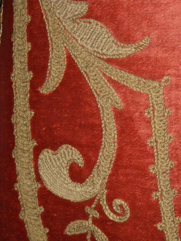  19th Century Embroidered Lion Velvet Pillow 5