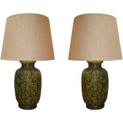 Vintage Pair of Italian Ceramic Lamps C. 1960's