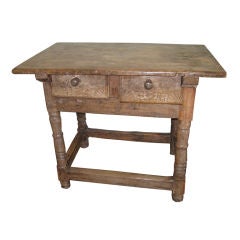 18th C. Italian Carved Two Drawer Table
