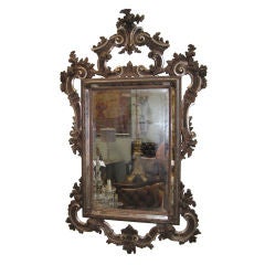 Painted & Silver Gilt Carved Italian Mirror C. 1900's