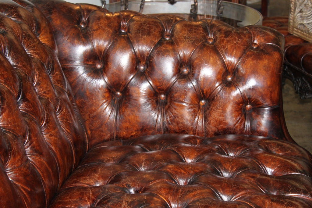 Grand Scaled  Lion Paw Leather Tufted Sofa 5