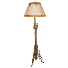 19th C. French Bronze Standing Lamp with Custom Shade