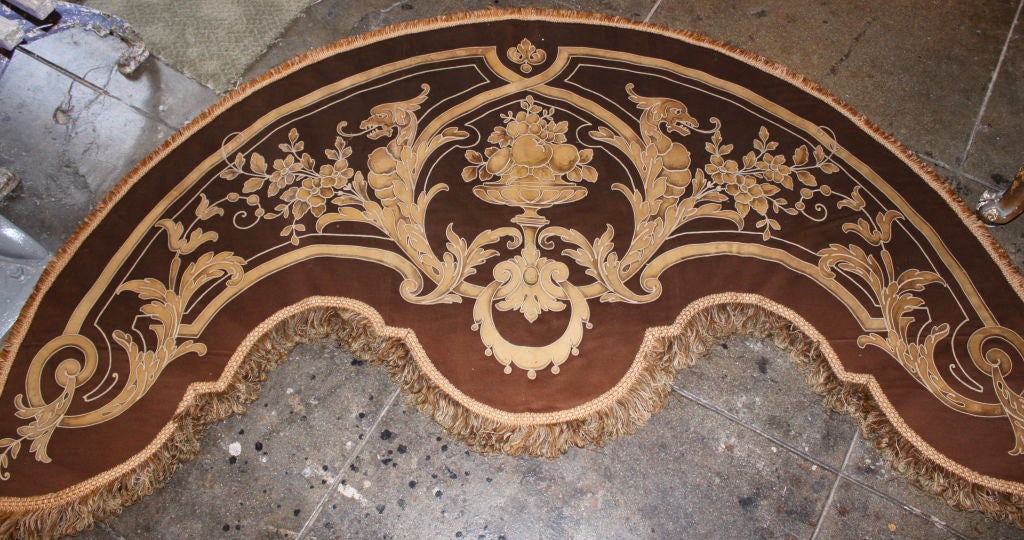 Pair of  Continental Leather Appliqued Valences