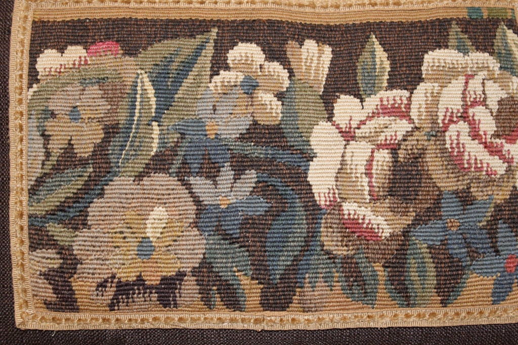 19th C. French Tapestry Pillow with Ball Fringe