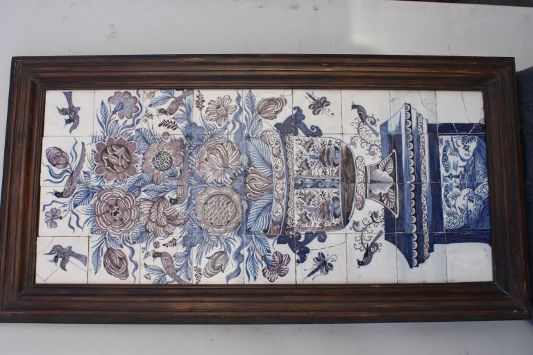 Framed Early Dutch Tile Mural