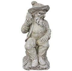 Antique Detailed Carved Stone Garden Gnome