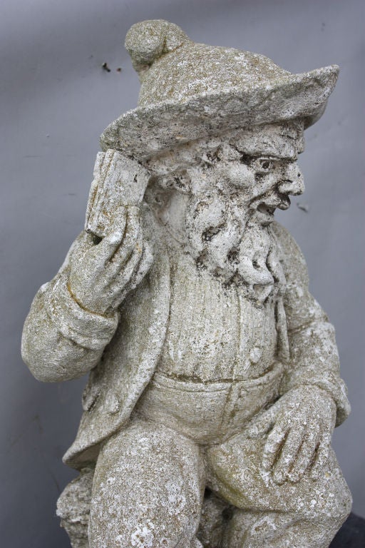 Italian Detailed Carved Stone Garden Gnome