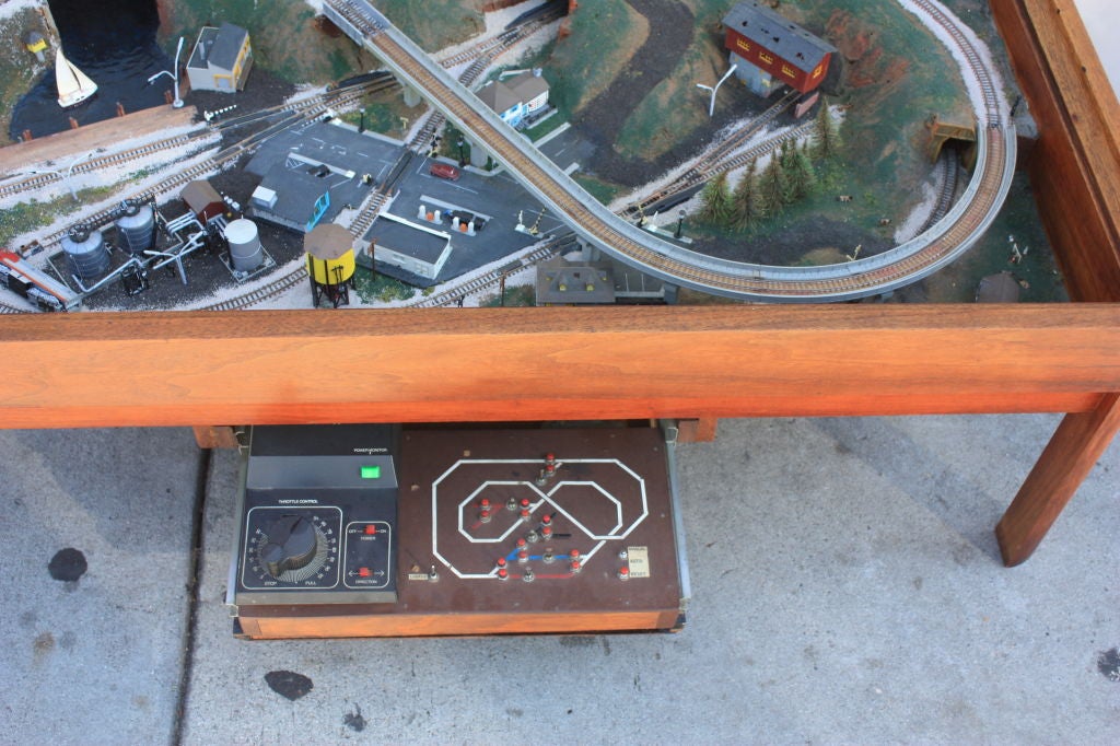 Mid-20th Century Unique coffee table with built in train set.