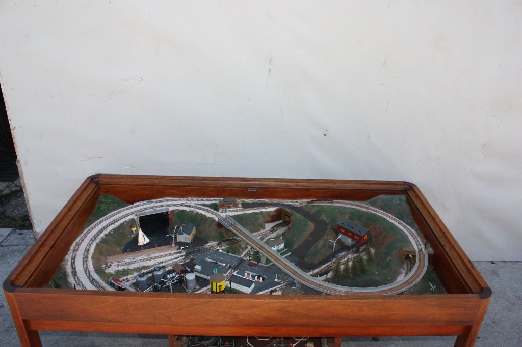Wood Unique coffee table with built in train set.