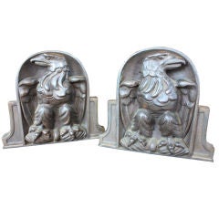 Weighty Bronze Eagle Bookends