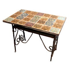 Antique Unique California Tile  Side Table