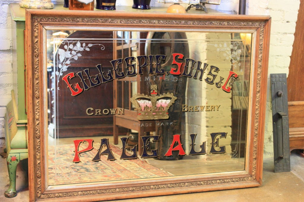 Large Pub Mirror In Good Condition In Pasadena, CA