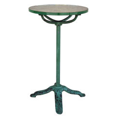 Antique Industrial Pedestal With Thick Glass Top