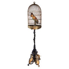 Birdcage On Heavy Wrought IronStand