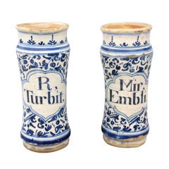 Pair of Portugese Arborello Apothecary Jars