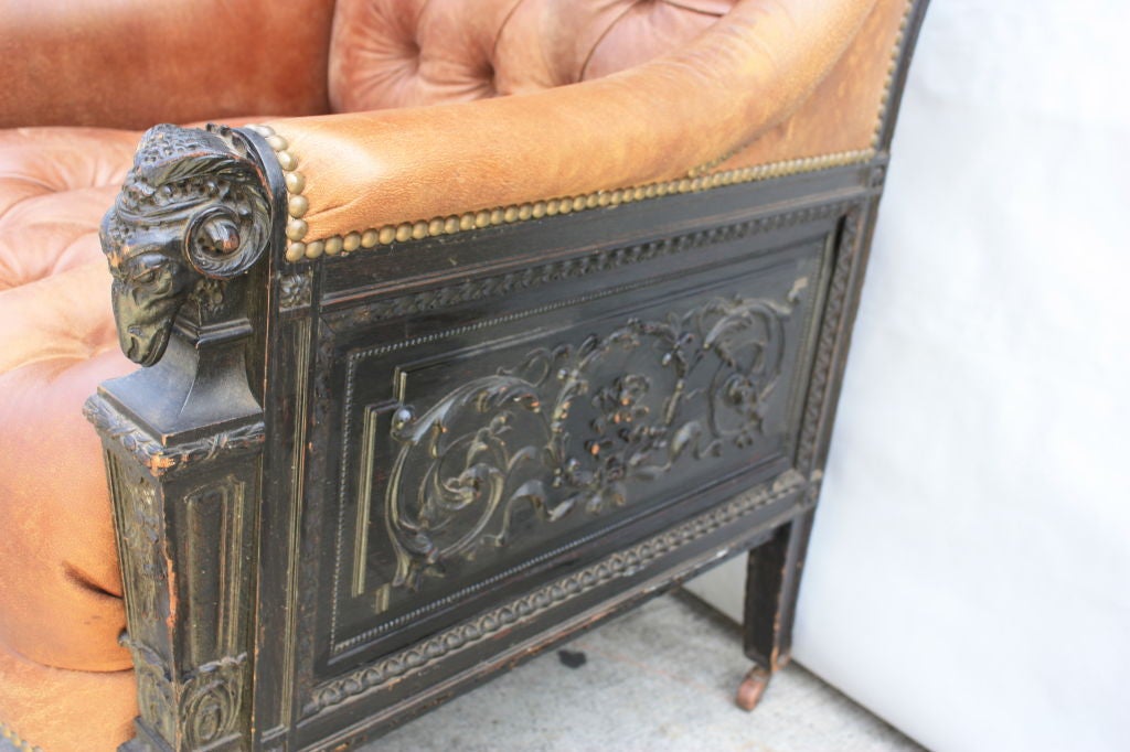 English Victorian Carved Arm Chair with Ram Head Motifs