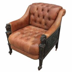 Victorian Carved Arm Chair with Ram Head Motifs