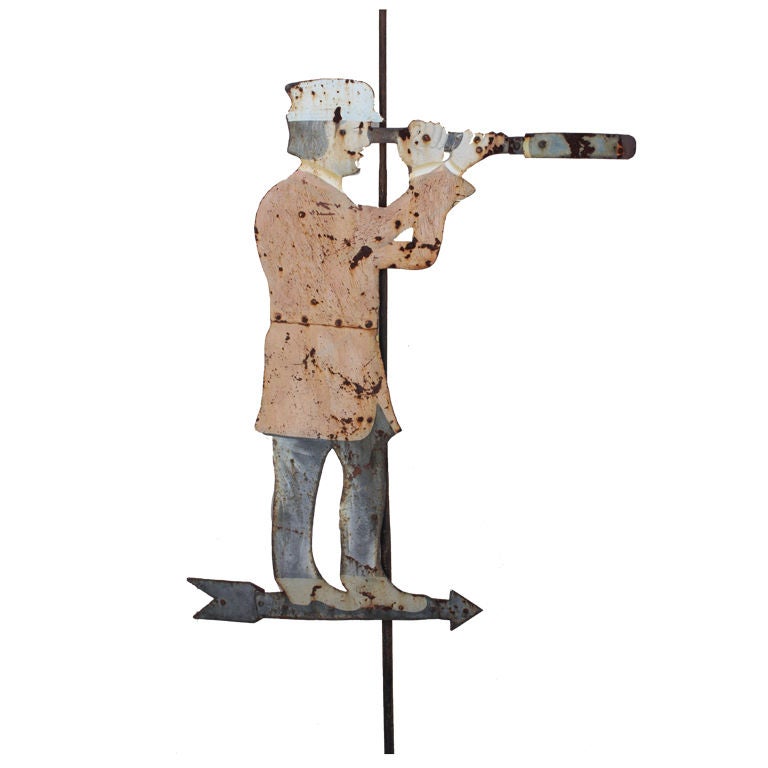 Man With Spy Glass Weather Vane For Sale