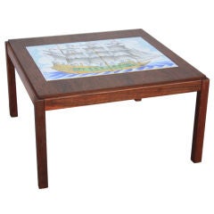 Retro Modern Rosewood and Tile Table