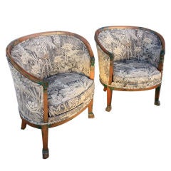 Italian  Pair of Curved Armed Chairs